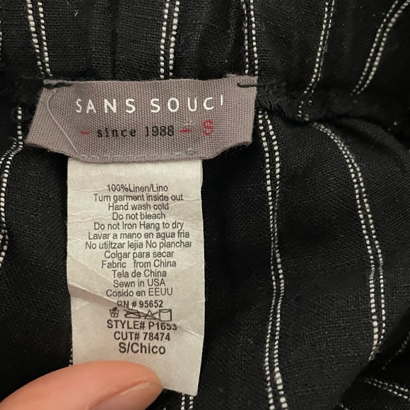 Sans Souci Black Stripped Linen Culottes - Picture 2 of 2